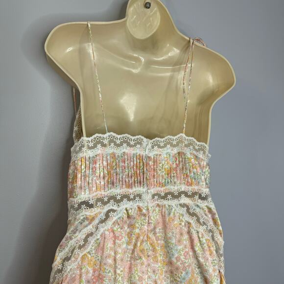 For Love & Lemons Farrah Slip Mini Dress Floral Pin-tuck Lace Trim Romantic L - Picture 11 of 14